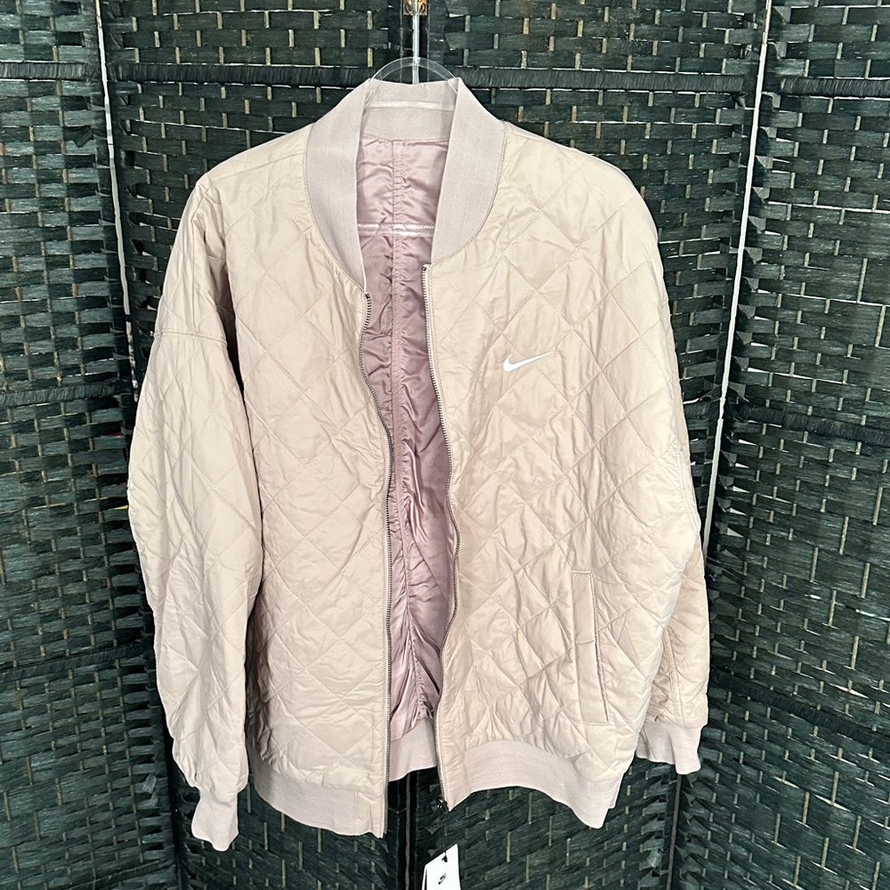 Nike Women's Quilted Reversible Bomber Jacket - Light Pink XL